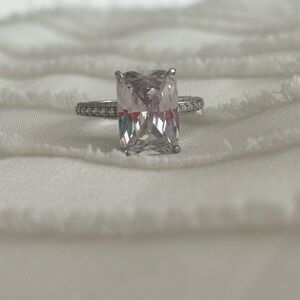 silver plated diamond ring